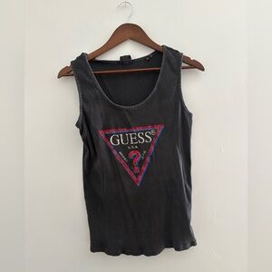 Guess Grunge Y2K Embellished Olympic Tank Top Size L | Guess Vintage Ribbed
